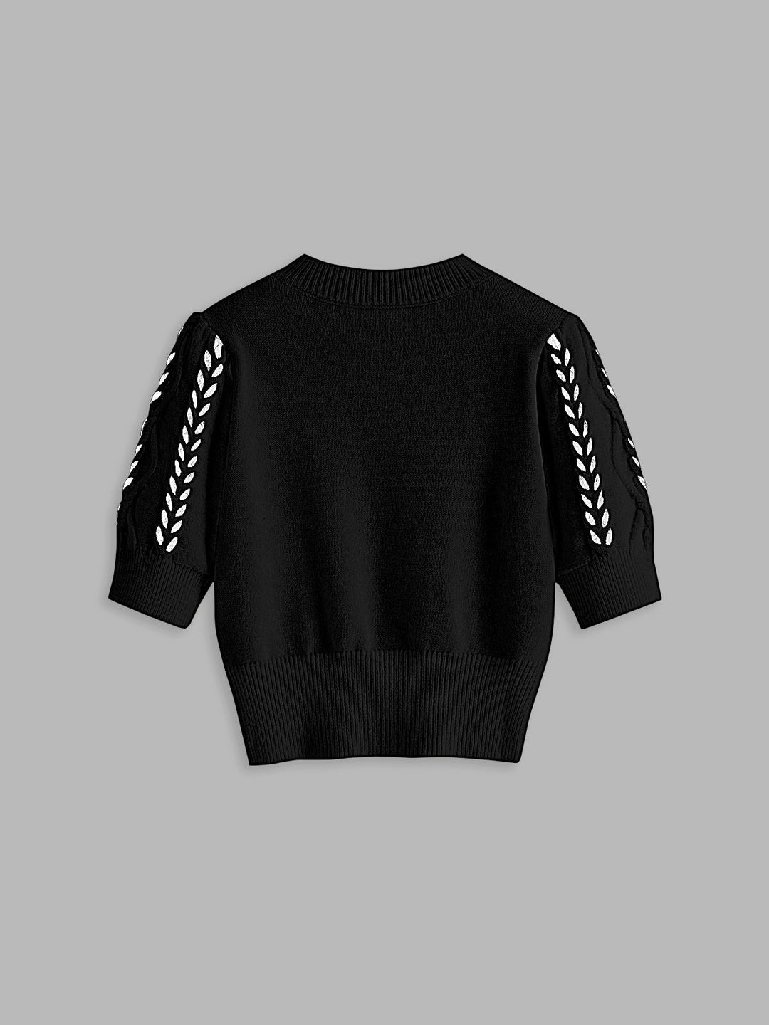 Contrast Binding Cable Knit Top