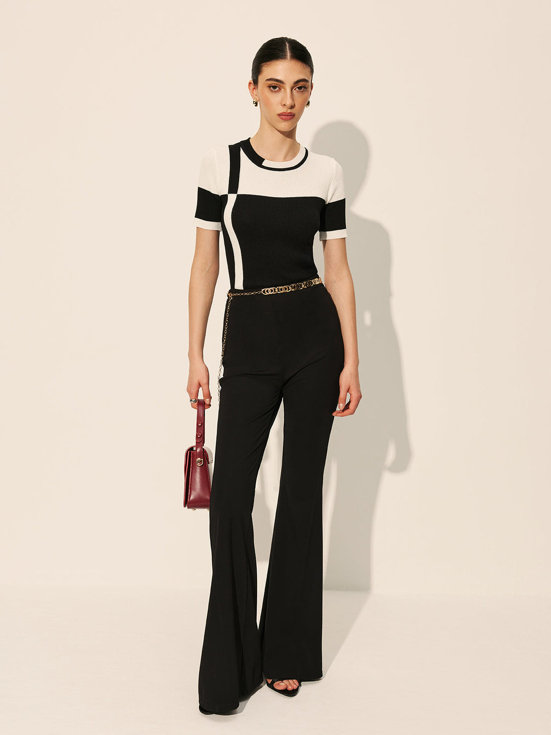 Color Block Ribbed Knit Top