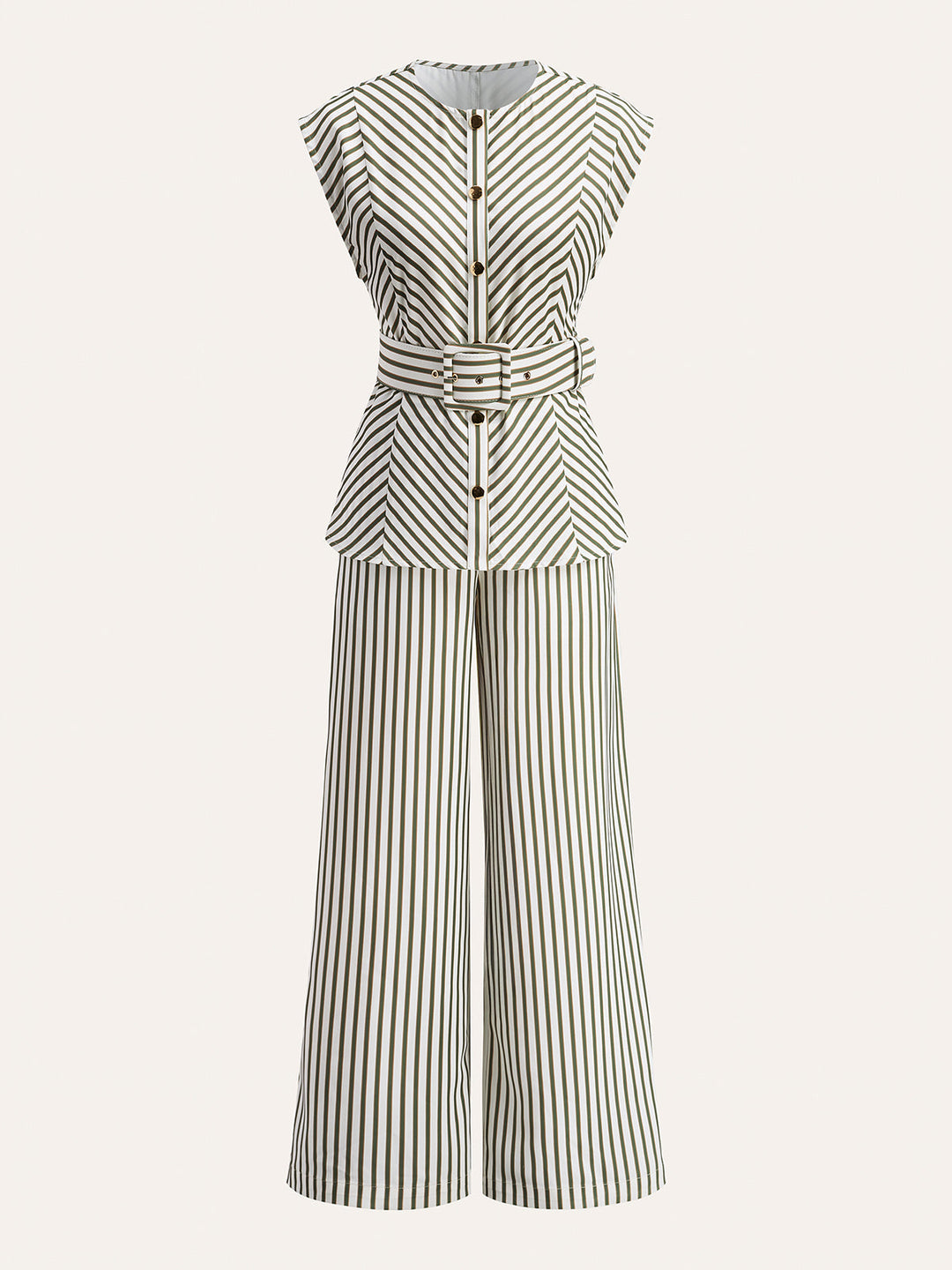 Striped Mid-Waist Wide Leg Pants