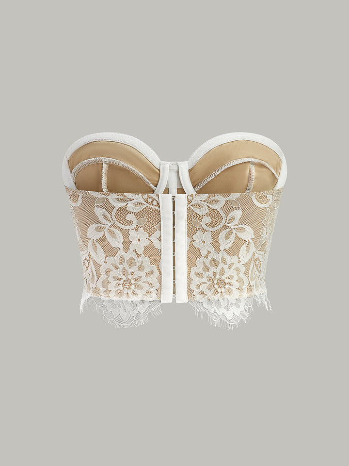 Strapless Floral Lace Corset Top