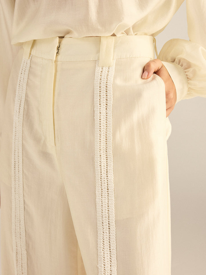 Crochet Tencel Wide-Leg Pants