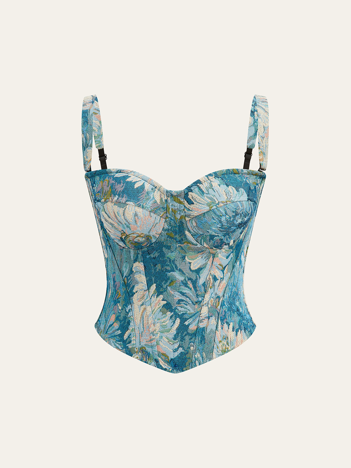 Floral Jacquard Corset Top