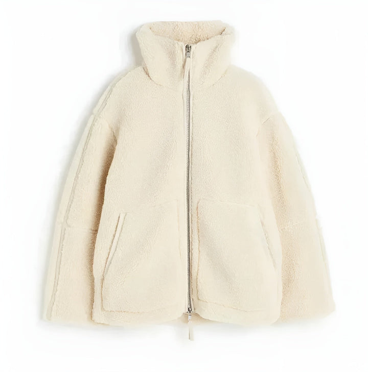Gwyneira - Manteau teddy oversize pour femmes avec fermeture éclair