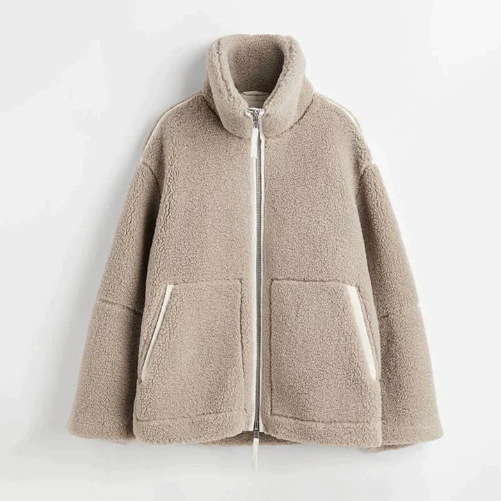Gwyneira - Manteau teddy oversize pour femmes avec fermeture éclair
